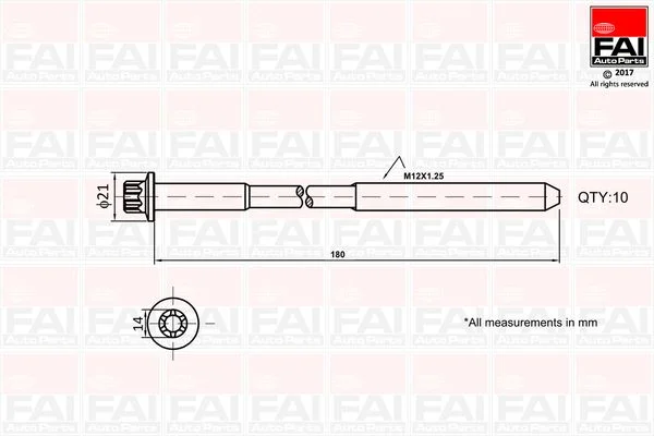 Komplet vijakov za glavo cilindra FAI AutoParts B2111