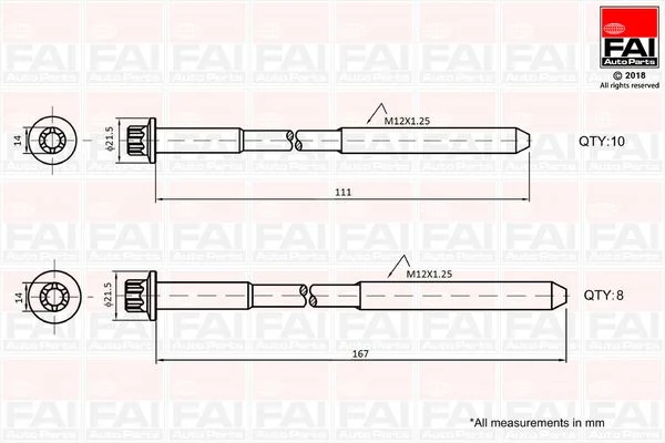 Komplet vijakov za glavo cilindra FAI AutoParts B2124