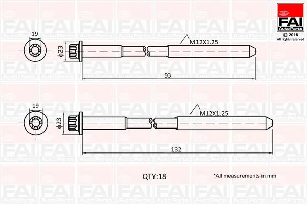 Komplet vijakov za glavo cilindra FAI AutoParts B2201
