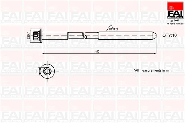Cylinder Head Bolt Set FAI AutoParts B292