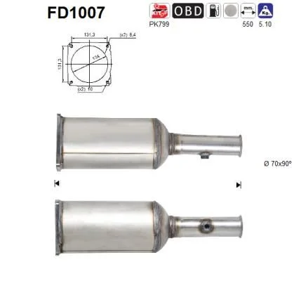 Suodžių / kietųjų dalelių filtras, išmetimo sistema AS FD1007