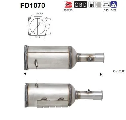 Suodžių / kietųjų dalelių filtras, išmetimo sistema AS FD1070