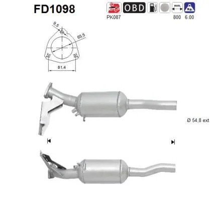 Suodžių / kietųjų dalelių filtras, išmetimo sistema AS FD1098