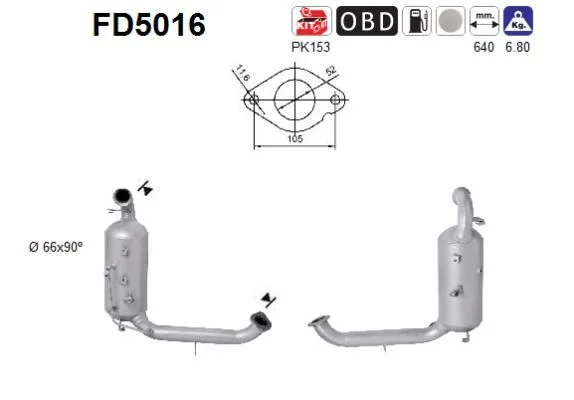 Suodžių / kietųjų dalelių filtras, išmetimo sistema AS FD5016