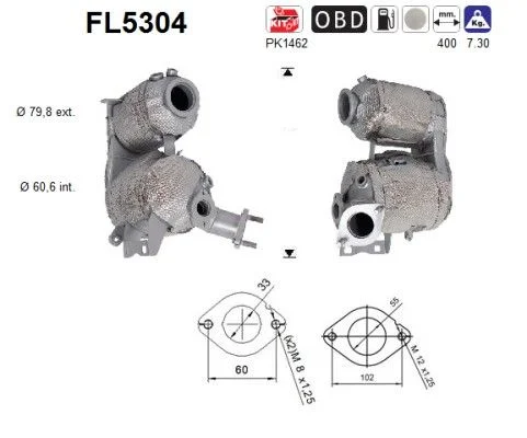 Suodžių / kietųjų dalelių filtras, išmetimo sistema AS FL5304