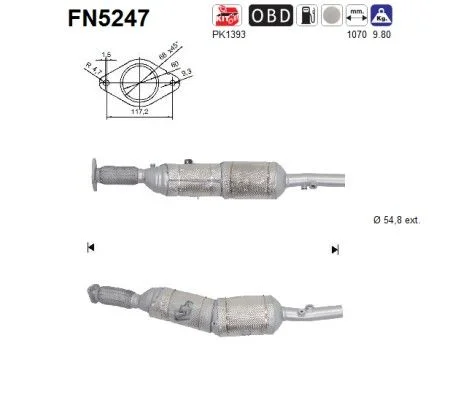 Suodžių / kietųjų dalelių filtras, išmetimo sistema ASC FN5247