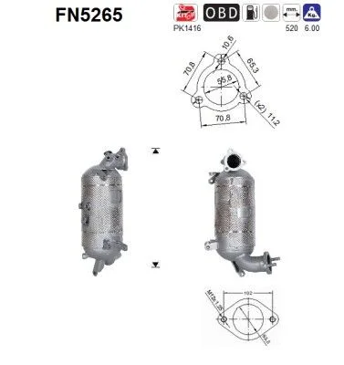 Suodžių / kietųjų dalelių filtras, išmetimo sistema ASC FN5265