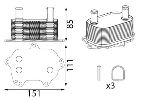 Oil Cooler, engine oil MAHLE BEHR HELLA TERMIKA CLC430000S