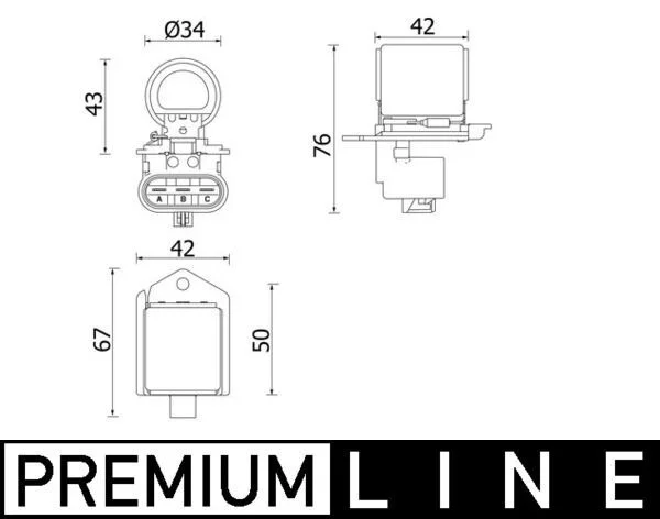 Serijski upor, električni motor (ventilator hladilnika) MAHLE CFR 2 000P