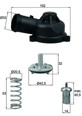 Thermostat, coolant MAHLE TI 244 83 D