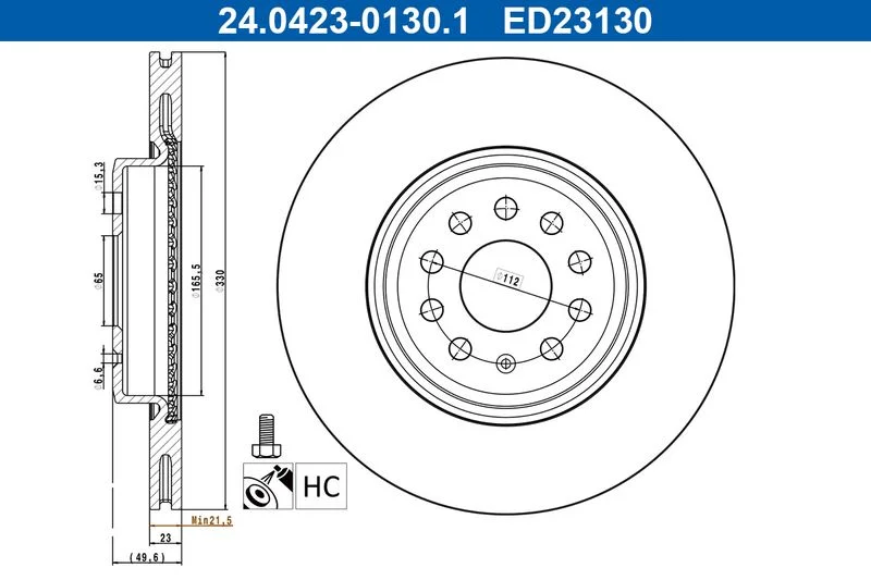 Brake Disc ATE 24.0423-0130.1