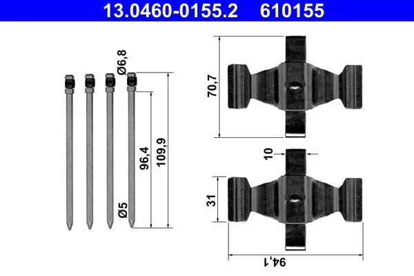 Accessory Kit, disc brake pad ATE 13.0460-0155.2
