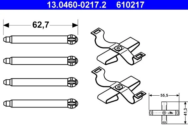 Accessory Kit, disc brake pad ATE 13.0460-0217.2