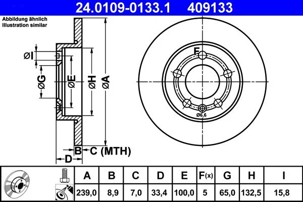 Brake Disc ATE 24.0109-0133.1