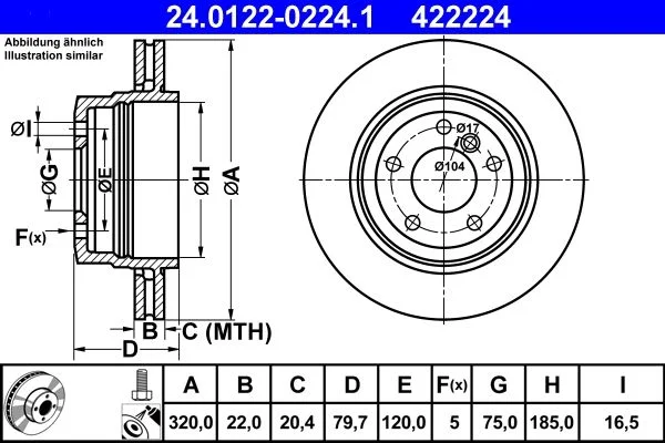 Brake Disc ATE 24.0122-0224.1