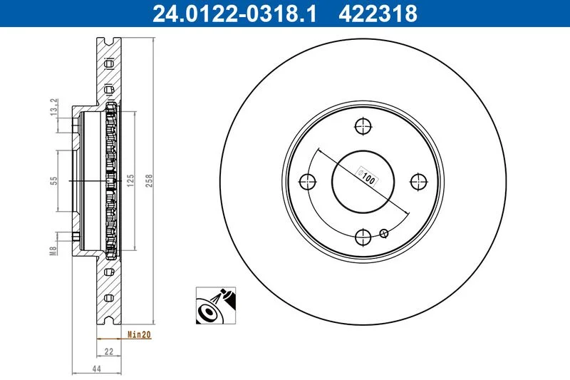 Brake Disc ate 24.0122-0318.1
