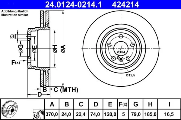 Brake Disc ATE 24.0124-0214.1