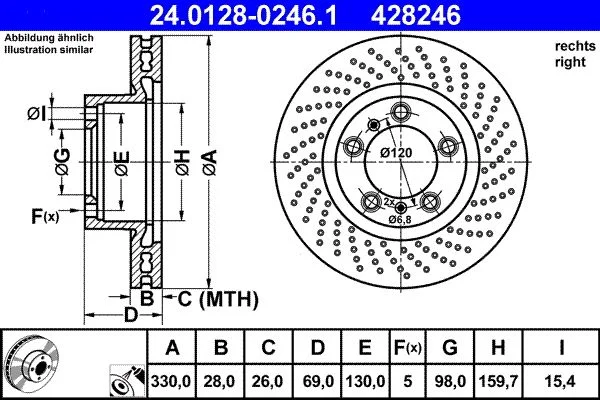 Brake Disc ATE 24.0128-0246.1
