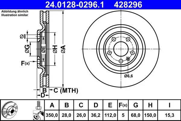 Brake Disc ATE 24.0128-0296.1
