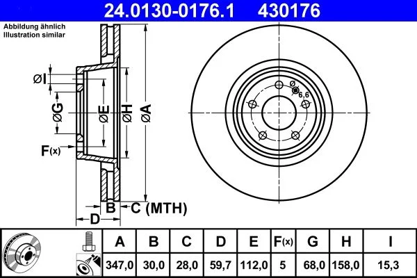 Brake Disc ATE 24.0130-0176.1