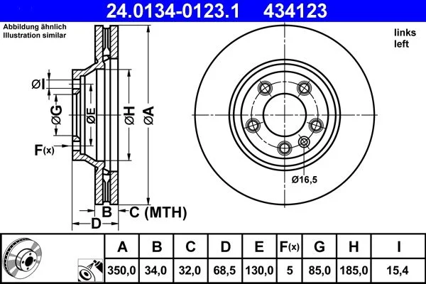 Brake Disc ATE 24.0134-0123.1