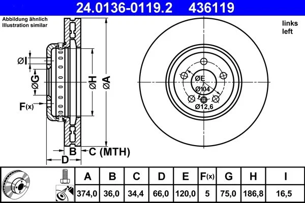 Zavorni disk ATE 24.0136-0119.2