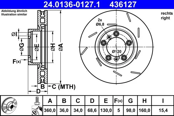 Brake Disc ATE 24.0136-0127.1