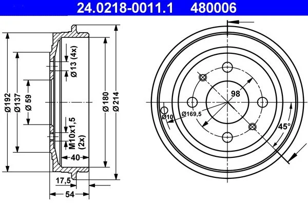 Zavorni boben ATE 24.0218-0011.1