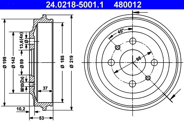 Zavorni boben ATE 24.0218-5001.1