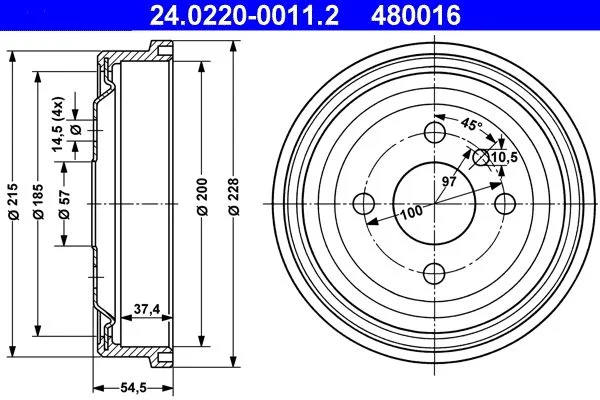 Brake Drum ATE 24.0220-0011.2