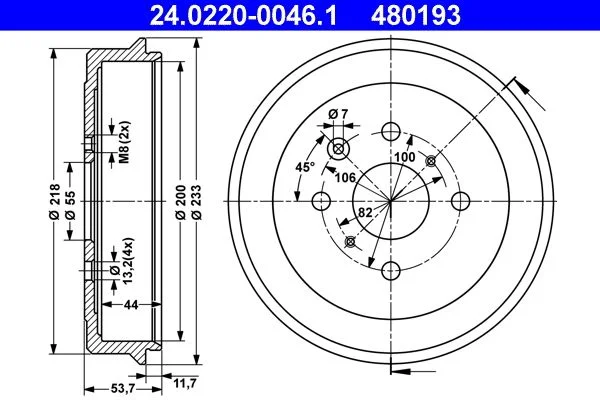 Zavorni boben ATE 24.0220-0046.1
