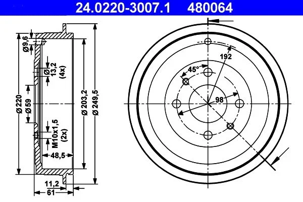 Zavorni boben ATE 24.0220-3007.1