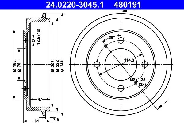 Zavorni boben ATE 24.0220-3045.1