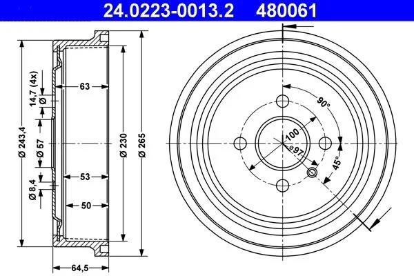 Zavorni boben ATE 24.0223-0013.2
