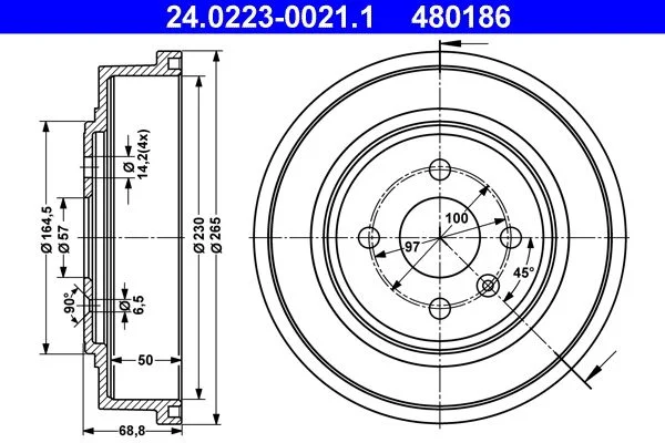 Zavorni boben ATE 24.0223-0021.1