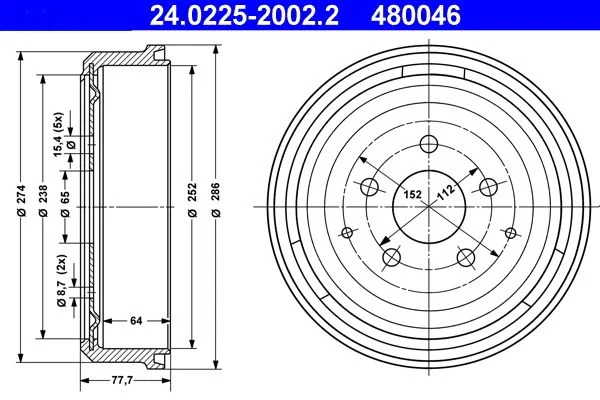 Zavorni boben ATE 24.0225-2002.2