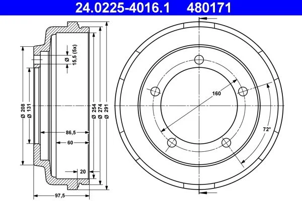 Zavorni boben ATE 24.0225-4016.1
