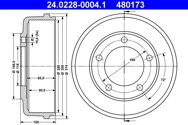Zavorni boben ATE 24.0228-0004.1
