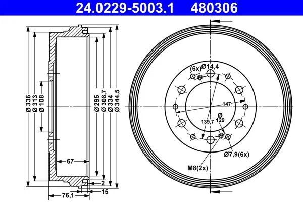 Zavorni boben ATE 24.0229-5003.1