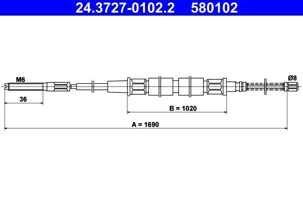 Cable Pull, parking brake ATE 24.3727-0102.2