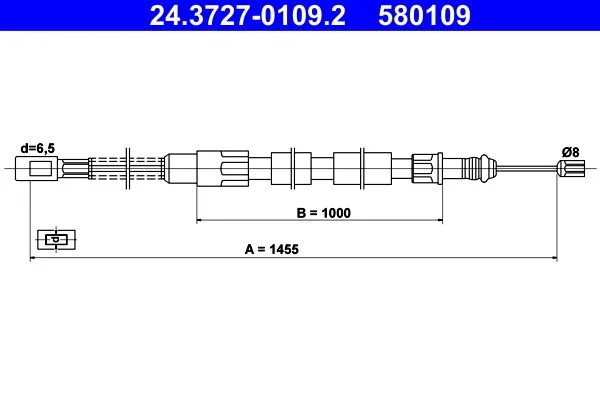Cable Pull, parking brake ATE 24.3727-0109.2