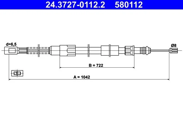 Cable Pull, parking brake ATE 24.3727-0112.2