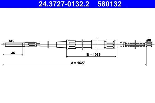 Cable Pull, parking brake ATE 24.3727-0132.2