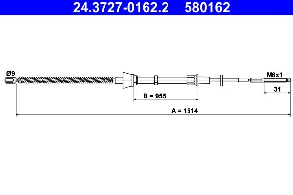 Cable Pull, parking brake ATE 24.3727-0162.2
