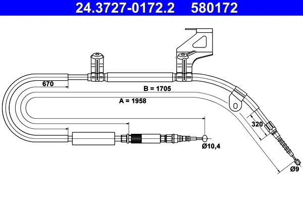 Cable Pull, parking brake ATE 24.3727-0172.2