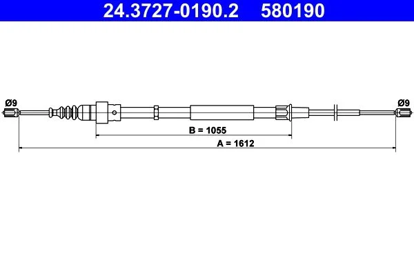 Cable Pull, parking brake ATE 24.3727-0190.2