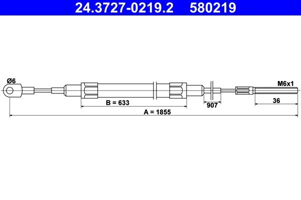 Cable Pull, parking brake ATE 24.3727-0219.2
