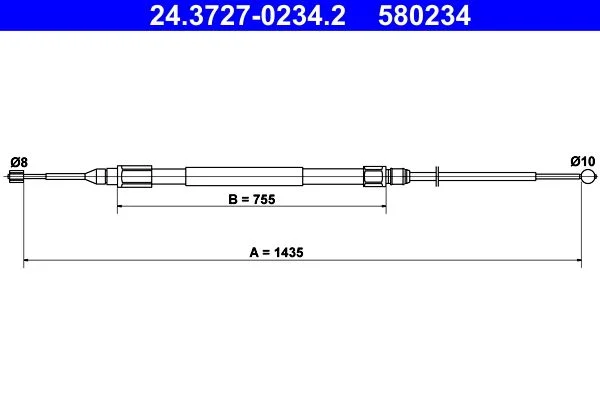 Cable Pull, parking brake ATE 24.3727-0234.2