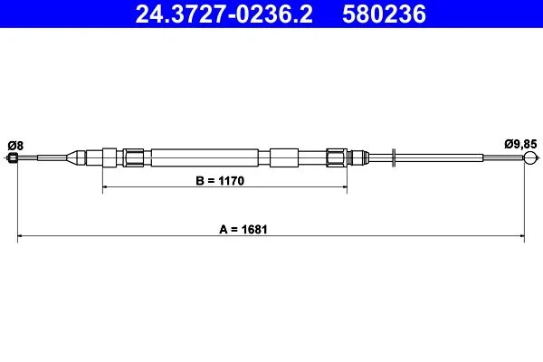 Cable Pull, parking brake ATE 24.3727-0236.2