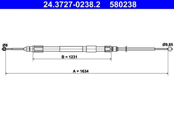 Cable Pull, parking brake ATE 24.3727-0238.2